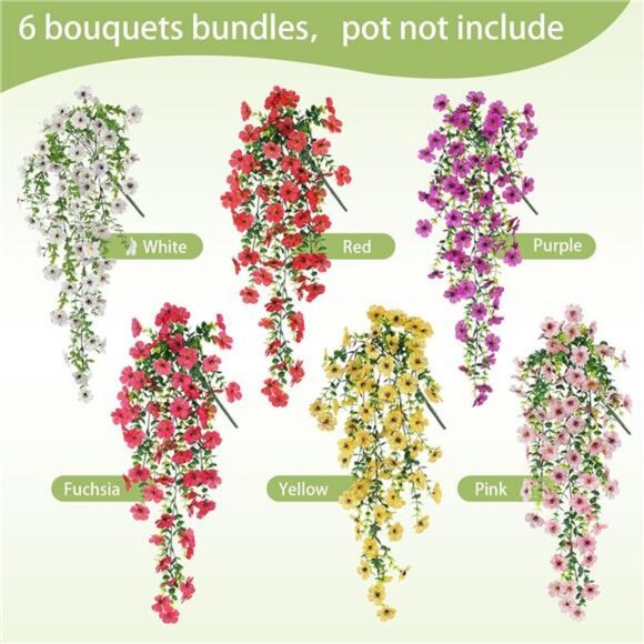Artificial Flowers for Outdoors Hanging Faux Plants for Spring Summer - Picture 3 of 7